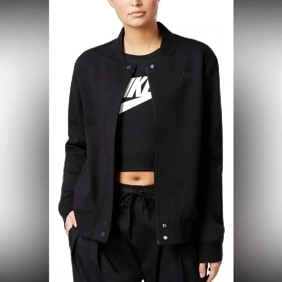 Nike Tech Fleece Destroyer Full Zip Letterman style Jacket women’s size large - Picture 2 of 15